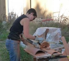 Tuiles que Christelle a pris grand plaisir à découper !