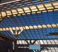La construction avance. La charpente prend forme.