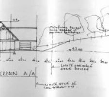 Coupe du terrain avec maison