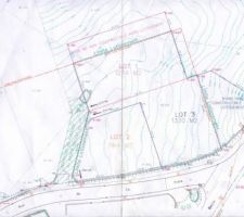 Plan "lotissement". le terrain est le lot 2. il y a pas mal de courbe de niveau non ?