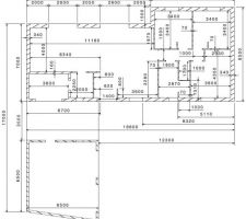 Plan intérieur de la maison avec futur garage.