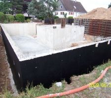 Goudron sur les murs banché