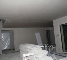 Plafond pl&acirc;tre cot&eacute; s&eacute;jour salon