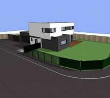 Avant-projet final toit plat. Esquisse sketchup Vue nord ouest.