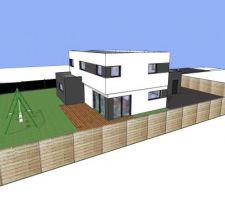 Avant-projet final toit plat. Esquisse sketchup Vue sud ouest.