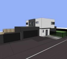 Avant-projet final toit plat. Esquisse sketchup Vue nord est.