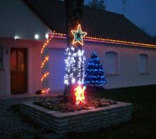 Les décorations de Noël allumées.