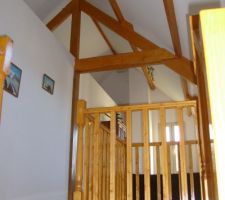 Arrivéé sur palier d'étage et vide de hall