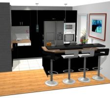 Projet d'aménagement en 3D de la cuisine Américaine