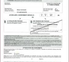 Déclaration d'achevement de travaux