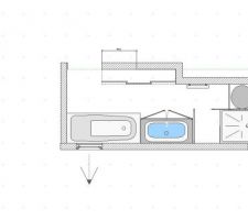 Vue en plan de la futur salle de bain