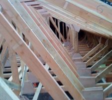 Vue générale des fermettes par l'intérieur