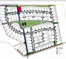 Voici le plan de notre lotissement, 
nous avions le choix entre le lot 94; 95 ou 104; nous avons tout de suite eu le coup de coeur pour le 94...