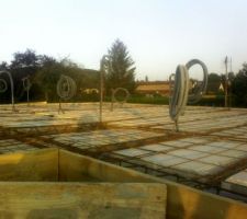 Mise en place des panneaux de treillis soud&eacute;s, fixations au fil de fer recuit