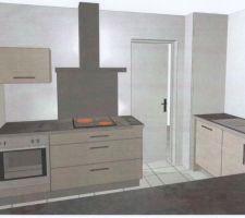 Vue depuis salon vers la cuisine