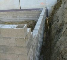 La terre tombe sur le mur à cause de l'eau.