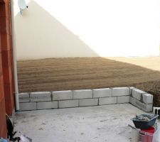 Construction d'un muret de retenue des terres.