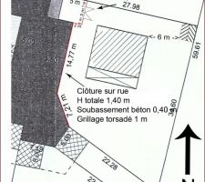 Plan de masse sur le terrain avec les diff&eacute;rents am&eacute;nagements projet&eacute;s.