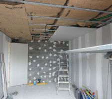 Mise en place placo plafond chambre par mes soins