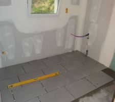 Salle de bain, pose du carrelage par mes soins