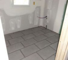 Sdb, carrelage pos&eacute; et joint&eacute; par mes soins