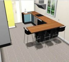 Plan cuisine - vue du salon