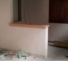 Vue sur cuisine et plateau bar