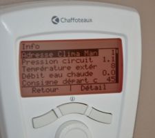 Intervention électricien sur la chaudière.
Voilà des données plus seyantes que précédemment !