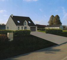 Image tirée du permis de construire. Implantation virtuelle de la maison sur le terrain.