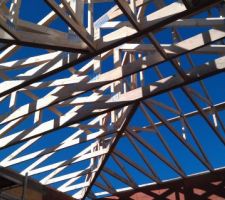 Charpente en fermette de la tour 4 pans