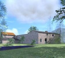 Vue en 3D du projet actuel sur l'arrière de la maison