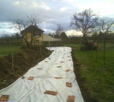 Pose du g&eacute;otextile avant graviers