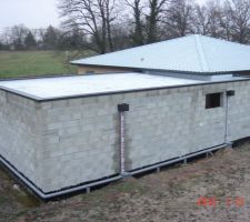 Pose de la membrane sur le garage