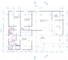 Plan de la maison (il y a eu depuis des petites modifications sur le plan mais le nouveau plan est en A3 je ne peux pas le scanner)