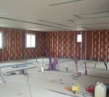 Mise en place des rails avant pose des cloisons