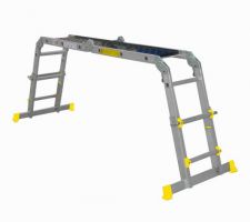 Échelle transformable en plateforme (marque Diall) chez Castorama. La bonne hauteur pour travailler. Très stable. Moins chère que la Opti   de Centaure
Seul défaut : Ils ne fournissent pas les boulons pour fixer les stabilisateurs.