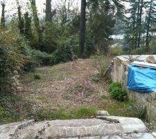 Ancienne construction situ&eacute;e au milieu du terrain