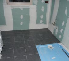 Salle d'eau &agrave; l'&eacute;tage : sol et receveur 160*90