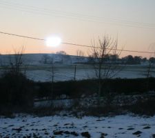 Vue depuis une des chambres, au coucher du soleil