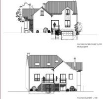 Facades Sud-Est et Nord-Ouest projetées