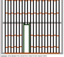 Plancher (non fini) des combles aménageables
Solives : épaisseur=4cm, entraxe=51cm, hauteur=21,5cm, longueur=4,95m