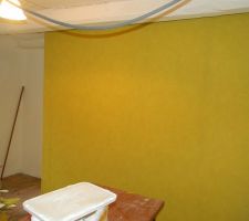 Mur du palier a l'étage tapissé