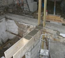 Semelle au dessus du mur de cave