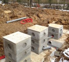 2 cuves béton de 6 000 litres couplées pour récupérer nos eaux pluviales