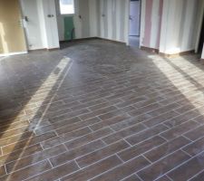 Salon , carrelage type parquet marque Nova Bell 15*60