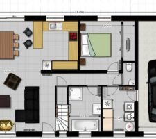 Voici le plan de la maison que nous souhaiterions. Faute de budget, la forme de la maison reste classique. Nous aménagerons l'étage nous-même par la suite. N'hésitez pas à nous donner votre avis !!!