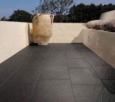 Carrelage sol et côtés douche italienne parentale ECOSLATE NEGRO 30 X 60