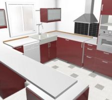 Cuisine version rouge brillant