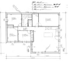 Plan maison
Reste à modifier :
- cellier (isolé)
- Baie (2 m) 
- Porte fenêtre (salon gauche)
- Puis de lumière (salle de bain)