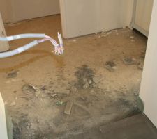 L'entrée et les WC qui restent à carreler